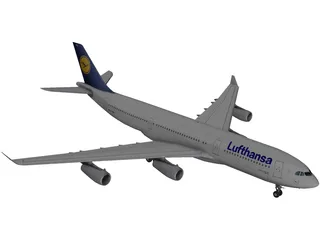 Airbus A340-200 Lufthansa 3D Model preview