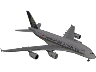 Airbus A380-800 Singapore Airlines 3D Model preview