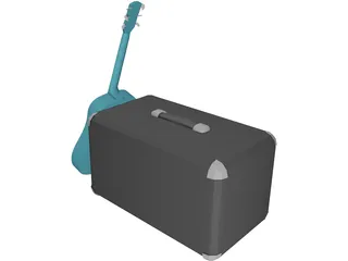 Guitar and Amp Marshall 3D Model preview