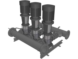 Grundfos Pump Set 3D Model preview