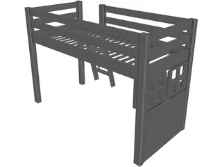 Loft Bed Children with Store 3D Model preview