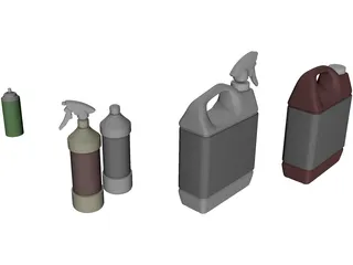 Spray Bottles 3D Model preview