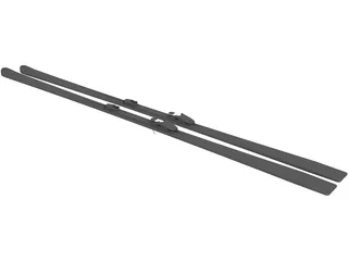 Ski Single Tip with Bindings 3D Model preview