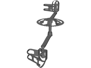Pedals and Crankset 3D Model preview