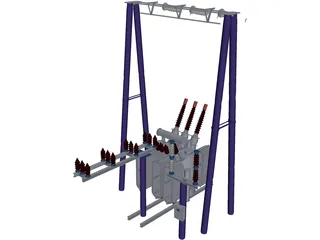 Electric High-voltage Transformers 3D Model preview
