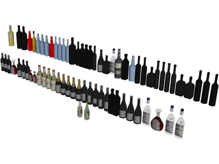 Bar Bottles Collection 3D Model preview