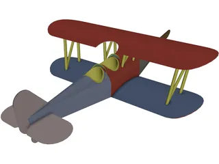Mickys Doppeldecker Airplane 3D Model preview
