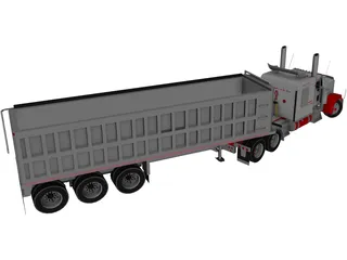 Kenworth W900 with Trailer 3D Model preview