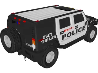 Hummer H2 Police 3D Model preview