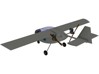 Manticore Single Seat Twin Pusher Aeroplane 3D Model preview