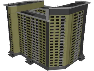 Inhabited high-rise building 3D Model preview
