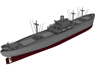 Cargo Ship WWII 3D Model preview