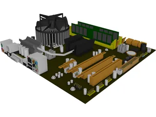 microATX Intel System Board 3D Model preview
