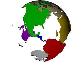 Globe Land Masses 3D Model preview
