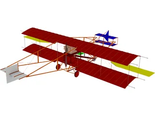 Biplane Curtis Pusher 3D Model preview