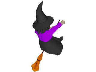 Witch Flying On Broom 3D Model preview