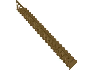 Wood Stair 3D Model preview