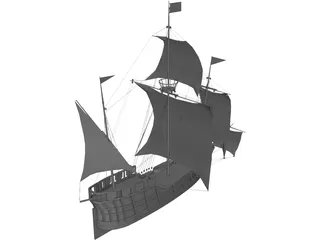 Caravel Sailing Ship 3D Model preview