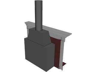 Basic Home Fireplace and Mantle 3D Model preview