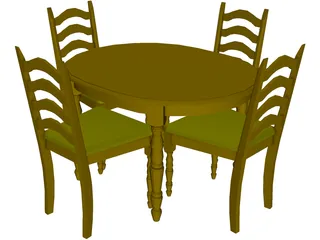 Table with Chairs 3D Model preview