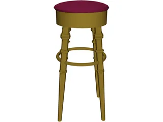 Barstool Brass 3D Model preview