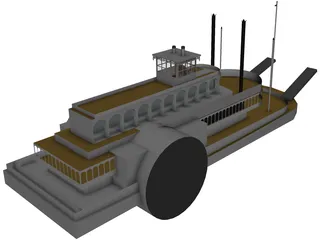 Steamboat SideWheel (1900) 3D Model preview