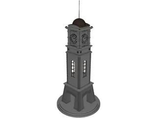Civic Clock Tower 3D Model preview