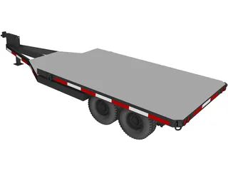 Flatbed Trailer 3D Model preview