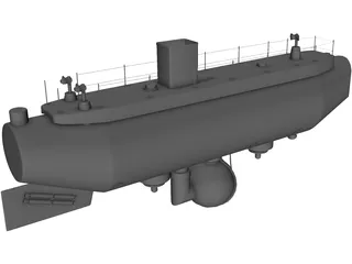 Trieste Submarine 3D Model preview