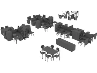 Office Furniture Set 3D Model preview