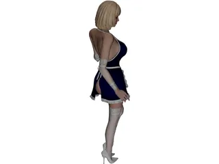 Waitress Woman Standing 3D Model preview