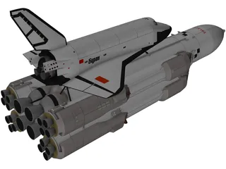 Buran-Energia Space Shuttle with Rocket 3D Model preview