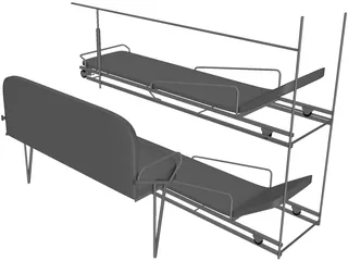 Rear Seats for Ambulance 3D Model preview