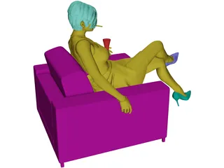 Woman on Chair 3D Model preview