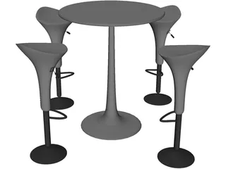 Bar Stool with Table 3D Model preview
