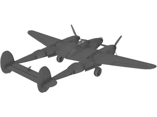 Lockheed P-38 Lightning 3D Model preview