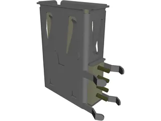 Female USB Connector 3D Model preview