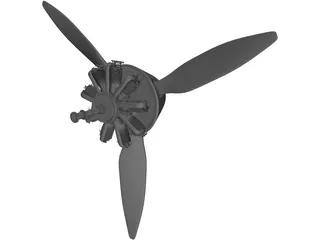 9-Cylinder Rotor Engine 3D Model preview