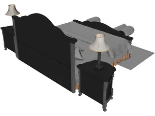 Classic Bedroom Set 3D Model preview