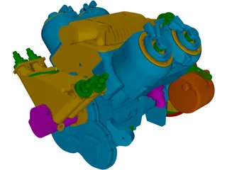 V4 Engine 3D Model preview