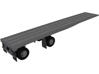Semi Flat Bed Trailer 45 Foot 3D Model preview