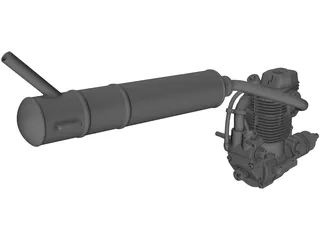 RC Motor Glow 4T YS 120 3D Model preview