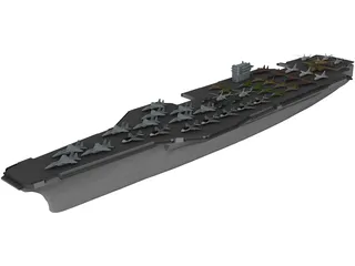 Military Ship with Airplanes 3D Model preview