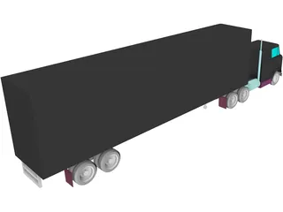 International Complete Trailer Truck 3D Model preview