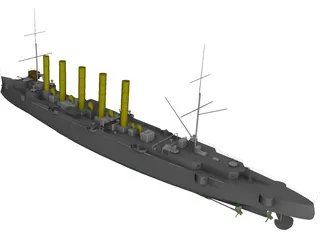 Askold Russian Cruiser (1900) 3D Model preview