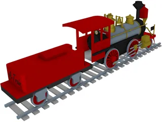 Toy Steam Locomotive with Tender 3D Model preview