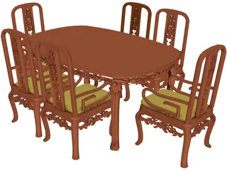 Table Dinner Home Style 3D Model preview