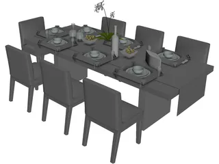 Table Dinner Contemporary 3D Model preview