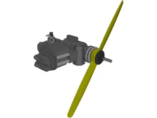 RC Airplane Model Piston Engine 3D Model preview