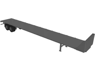 Flat Bed Trailer 3D Model preview